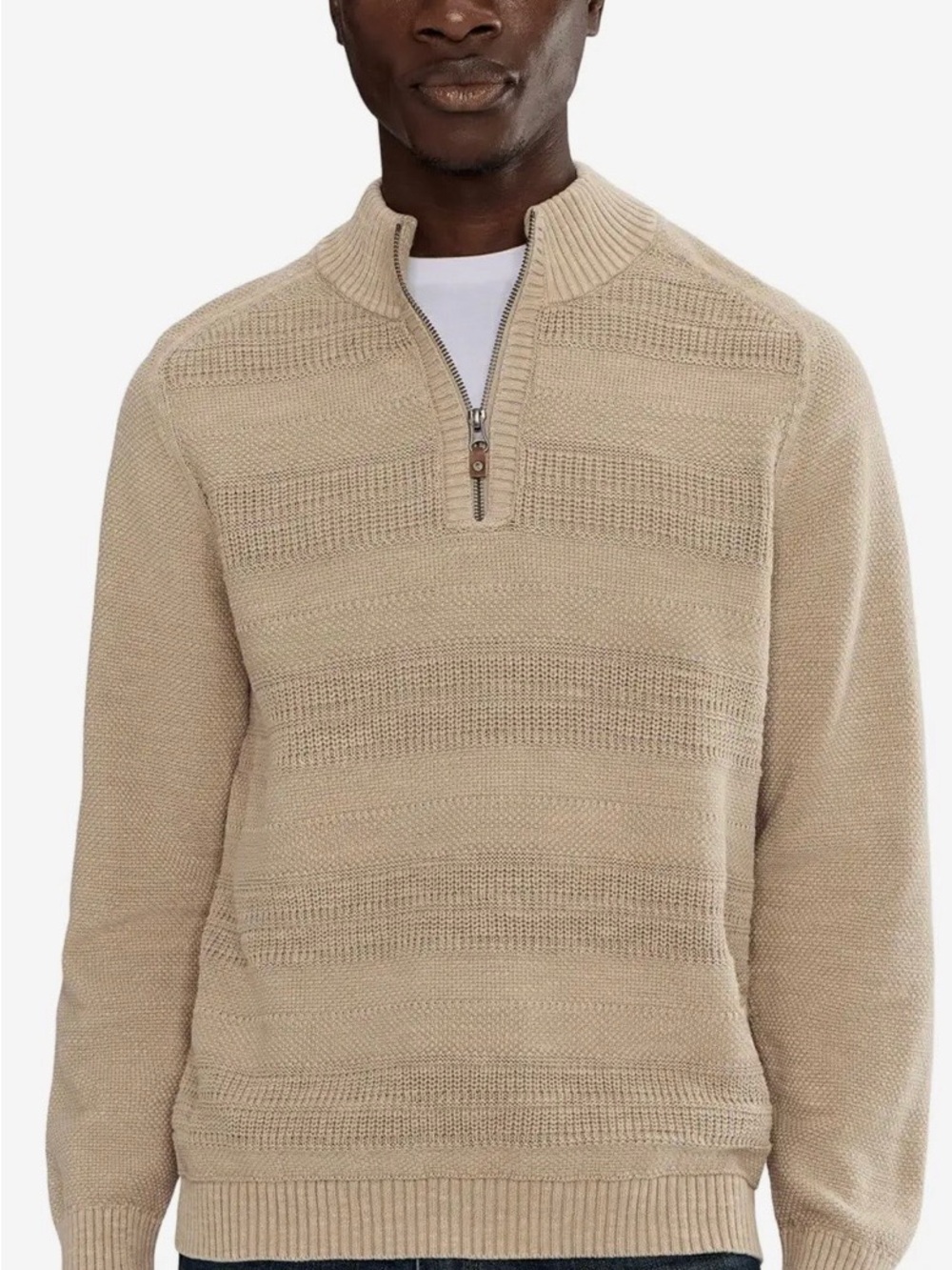 Tommy Bahama Abbey Stone  Half-Zip Knit Sweater mock neckline straight hemline
